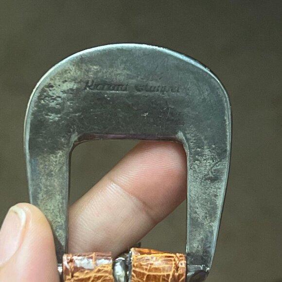 Richard Gampel Belt, Brown Vintage, Crocodile, Made in France, Brown Belt 38" - Picture 8 of 8